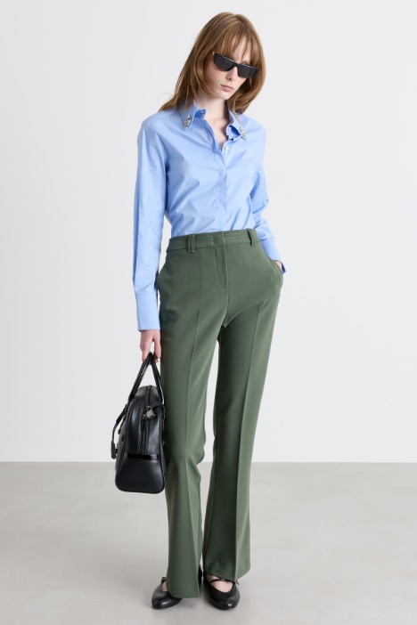 Flared trousers in technical fabric - Intrend