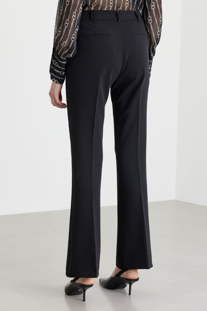Flared trousers in technical fabric - BLACK - Intrend - 4