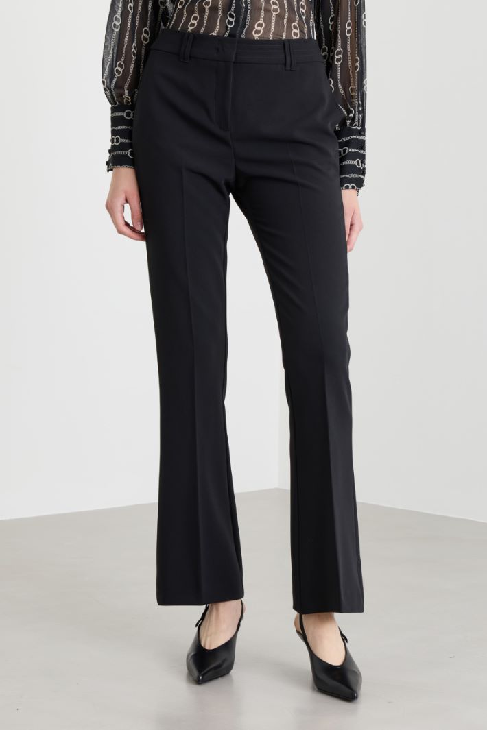 Flared trousers in technical fabric - BLACK - Intrend - 2