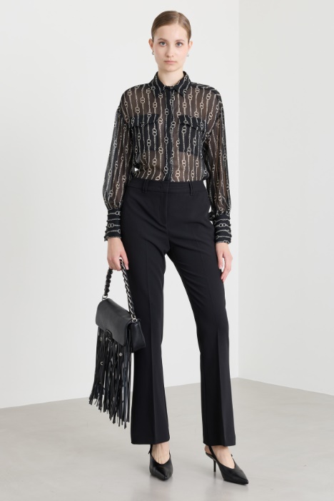 Flared trousers in technical fabric - Intrend