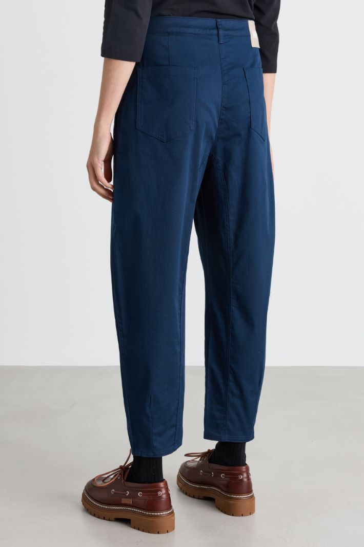 Barrel-fit drill trousers - BLUE - Intrend - 4