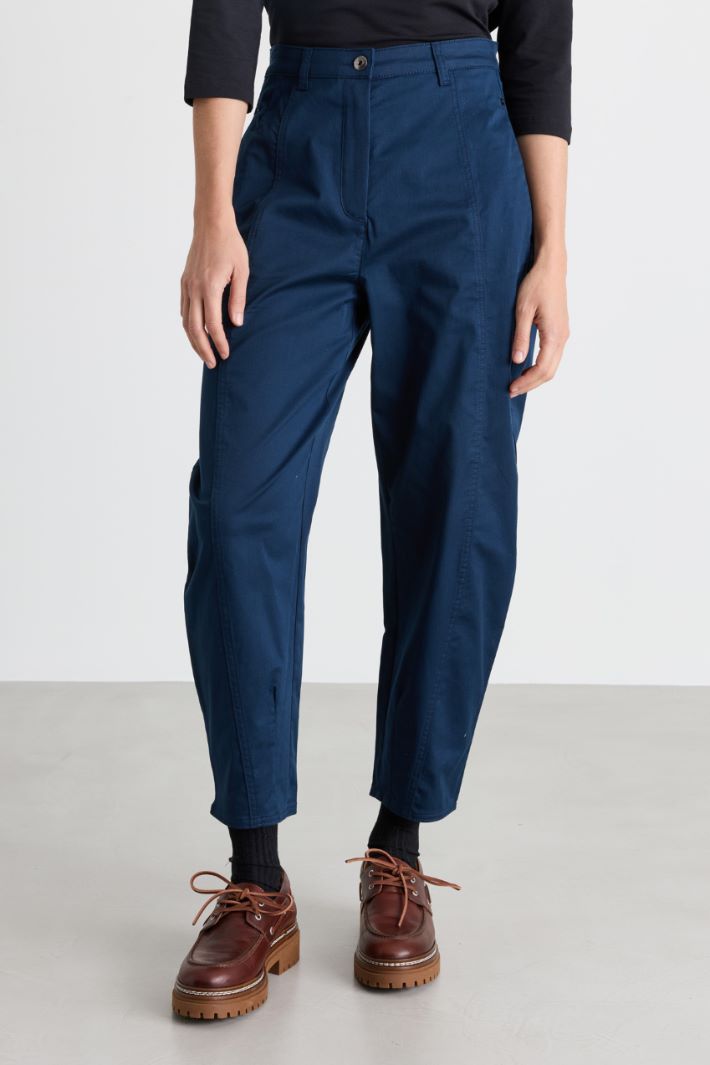 Barrel-fit drill trousers - BLUE - Intrend - 2