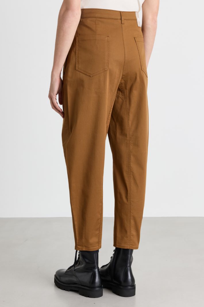 Barrel-fit drill trousers - BROWN - Intrend - 4