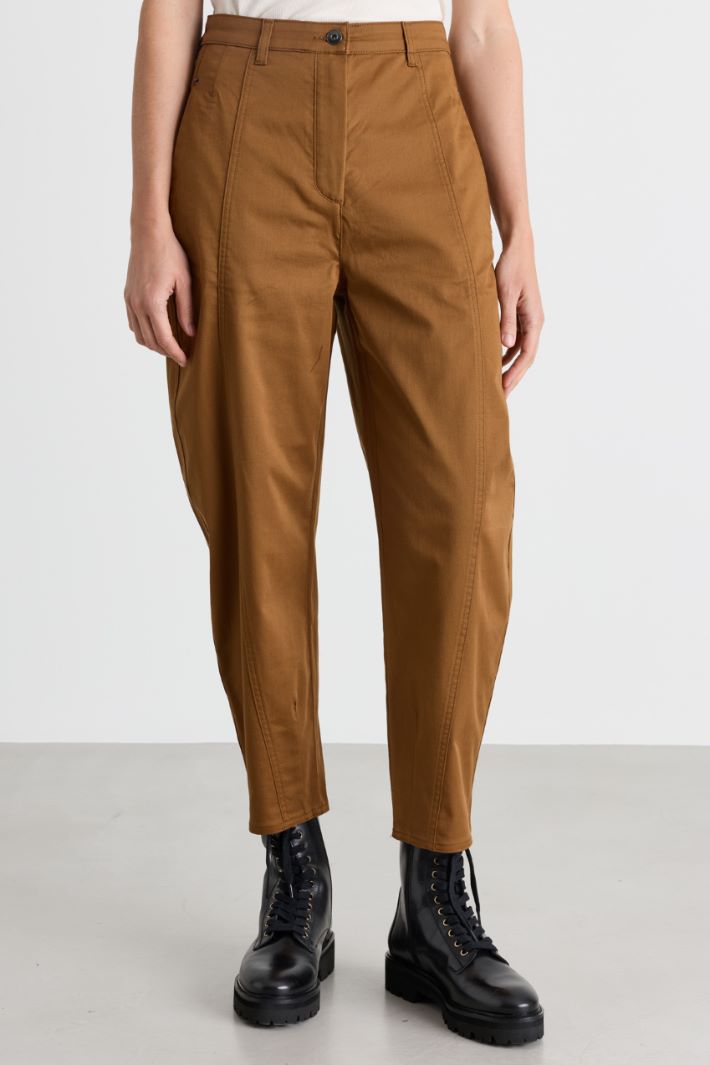 Barrel-fit drill trousers - BROWN - Intrend - 2