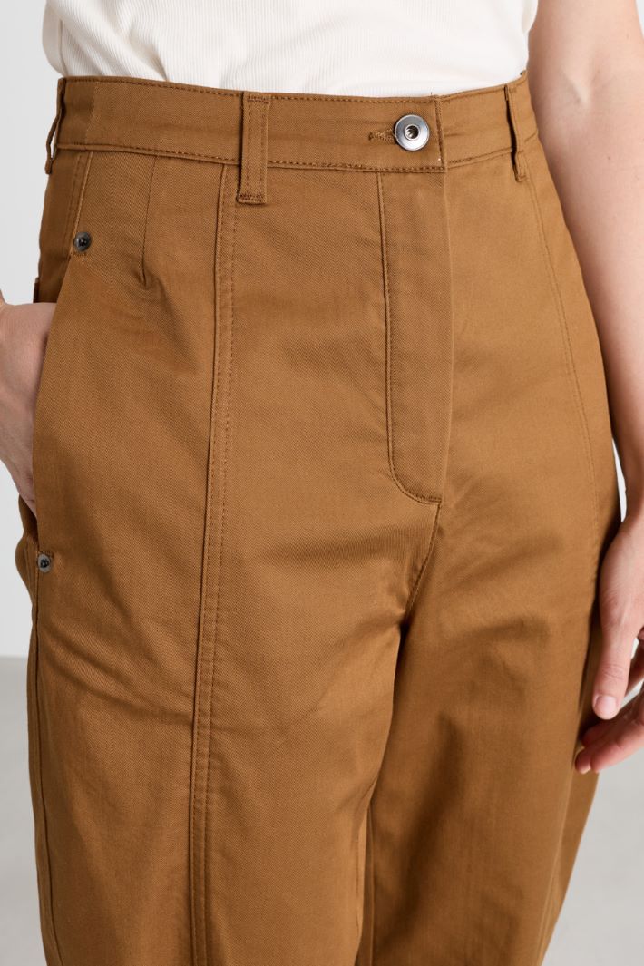 Barrel-fit drill trousers - BROWN - Intrend - 3
