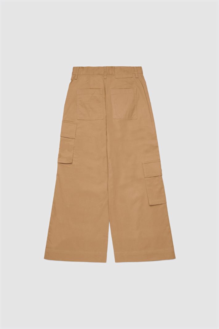 Gabardine cargo trousers - CAMEL - Intrend - 2