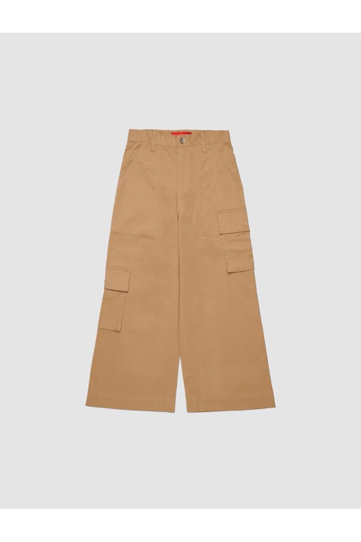 Gabardine cargo trousers - CAMEL - Intrend