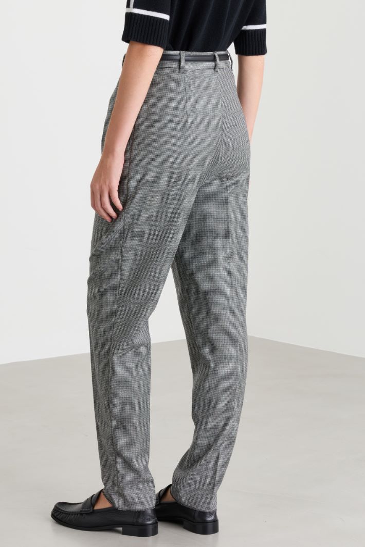 Pantalone carrot in flanella - BIANCO NERO - Intrend - 5