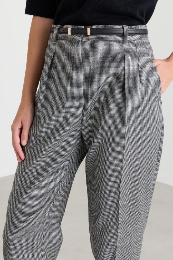 Pantalone carrot in flanella - BIANCO NERO - Intrend - 3