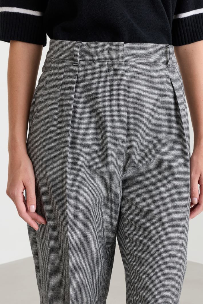 Pantalone carrot in flanella - BIANCO NERO - Intrend - 4