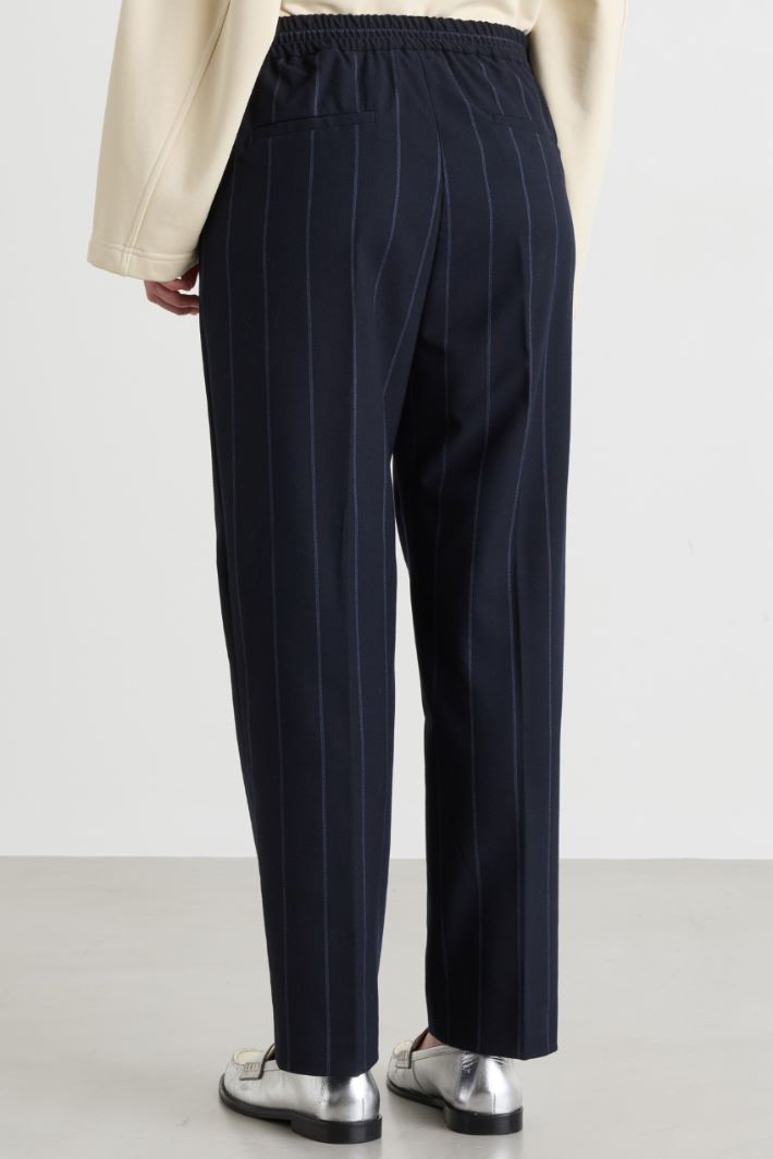 Pinstripe flannel trousers - BLUE - Intrend - 4