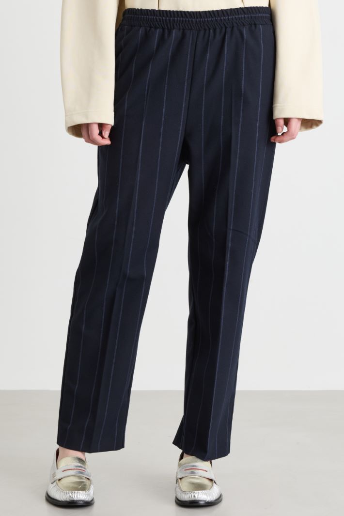 Pinstripe flannel trousers - BLUE - Intrend - 2