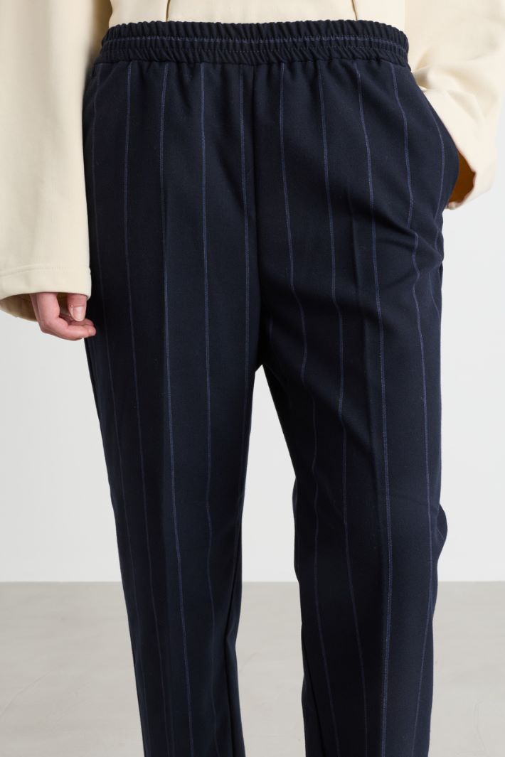 Pinstripe flannel trousers - BLUE - Intrend - 3