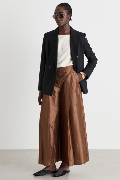 Pure silk shantung trousers - Intrend