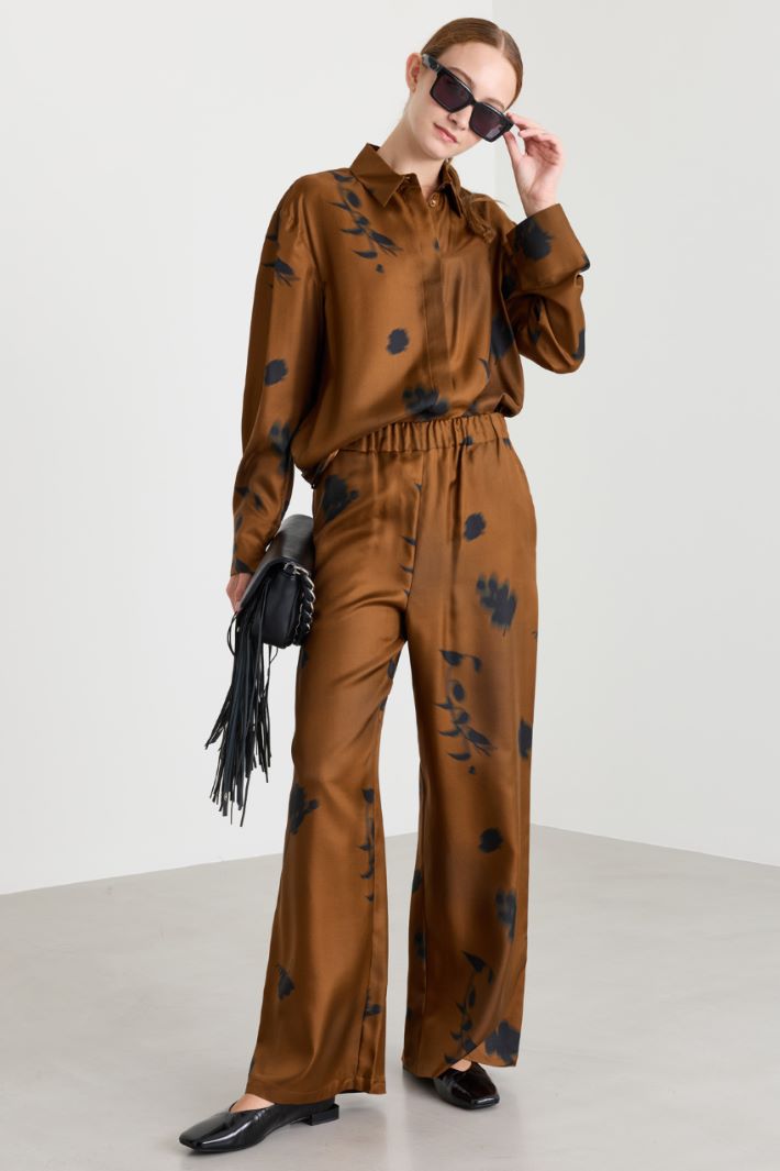 Pantalone in twill stampato - MARRONE - Intrend