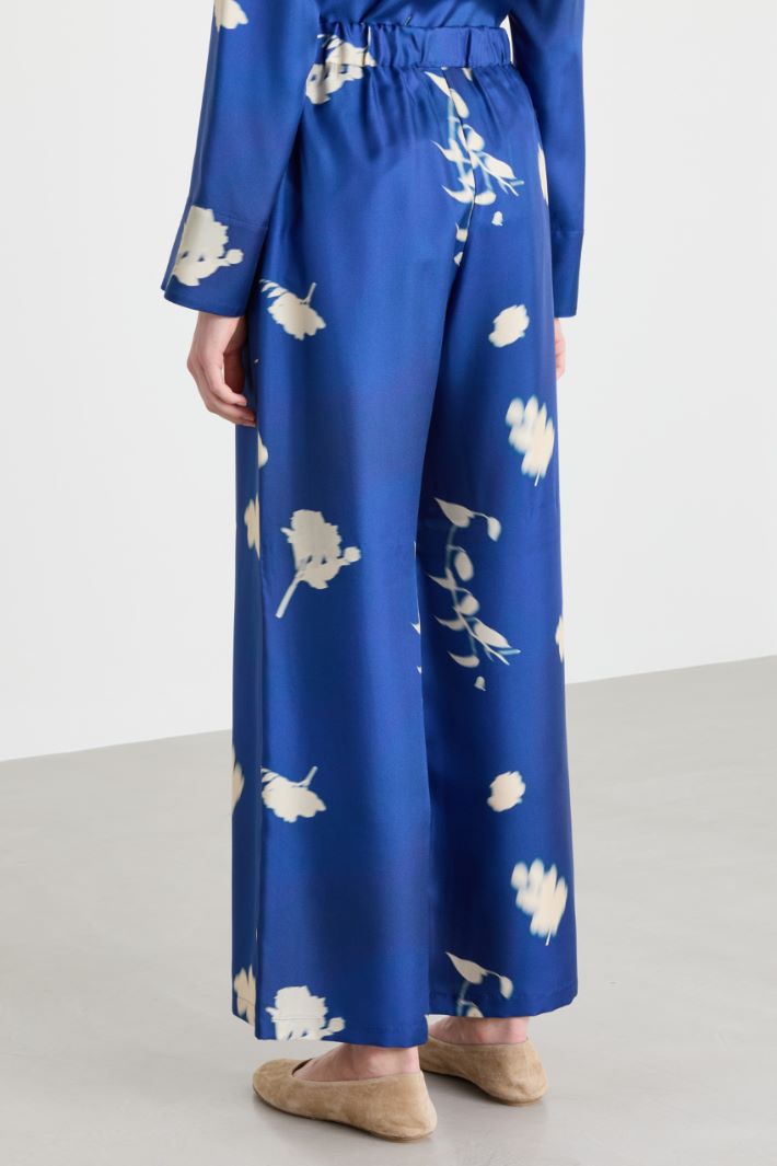 Printed twill trousers - BLUE BIANCO - Intrend - 4
