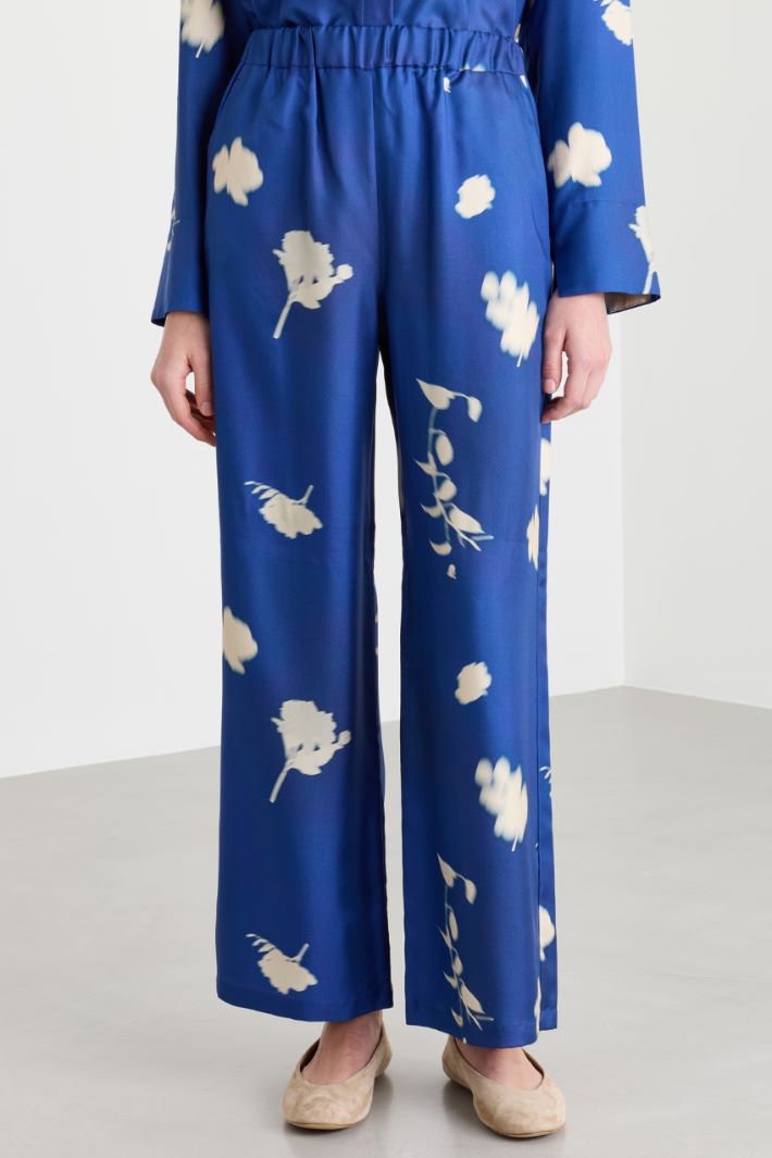 Printed twill trousers - BLUE BIANCO - Intrend - 2