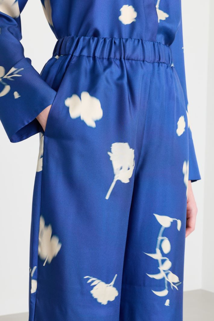 Printed twill trousers - BLUE BIANCO - Intrend - 3