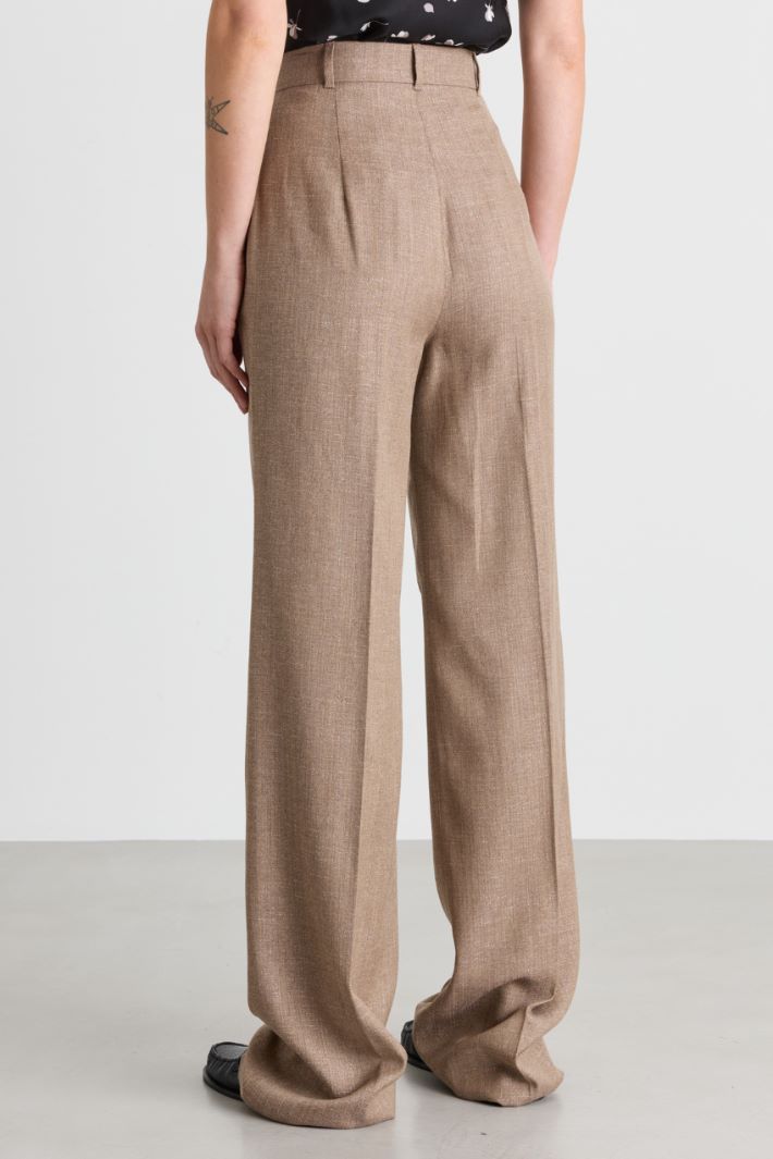 Straight-leg trousers with pressed crease - CAMEL - Intrend - 4