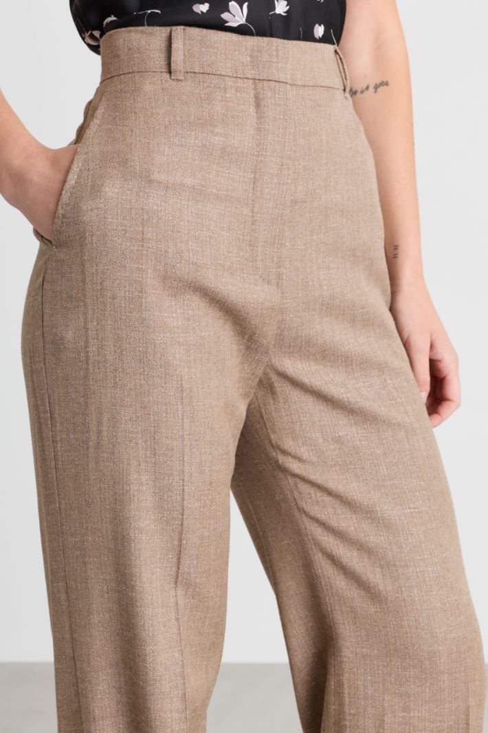 Straight-leg trousers with pressed crease - CAMEL - Intrend - 3