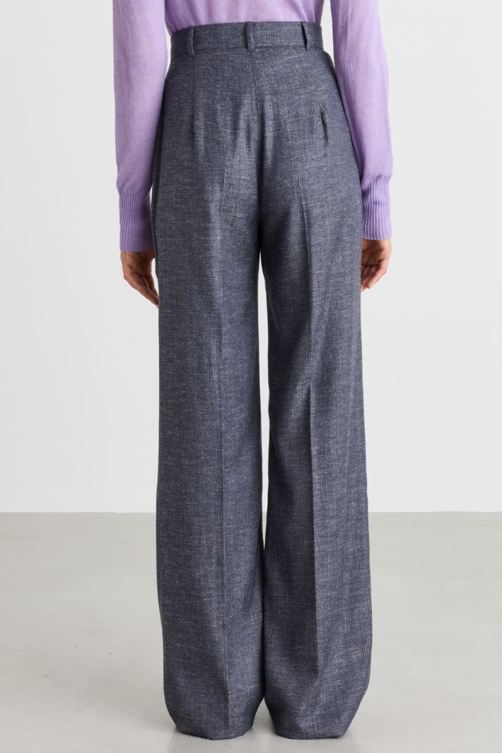 Straight-leg trousers with pressed crease - BLUE - Intrend - 4