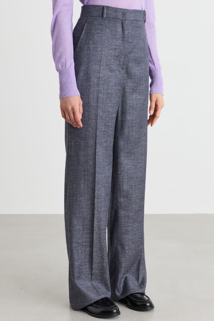 Straight-leg trousers with pressed crease - BLUE - Intrend - 2