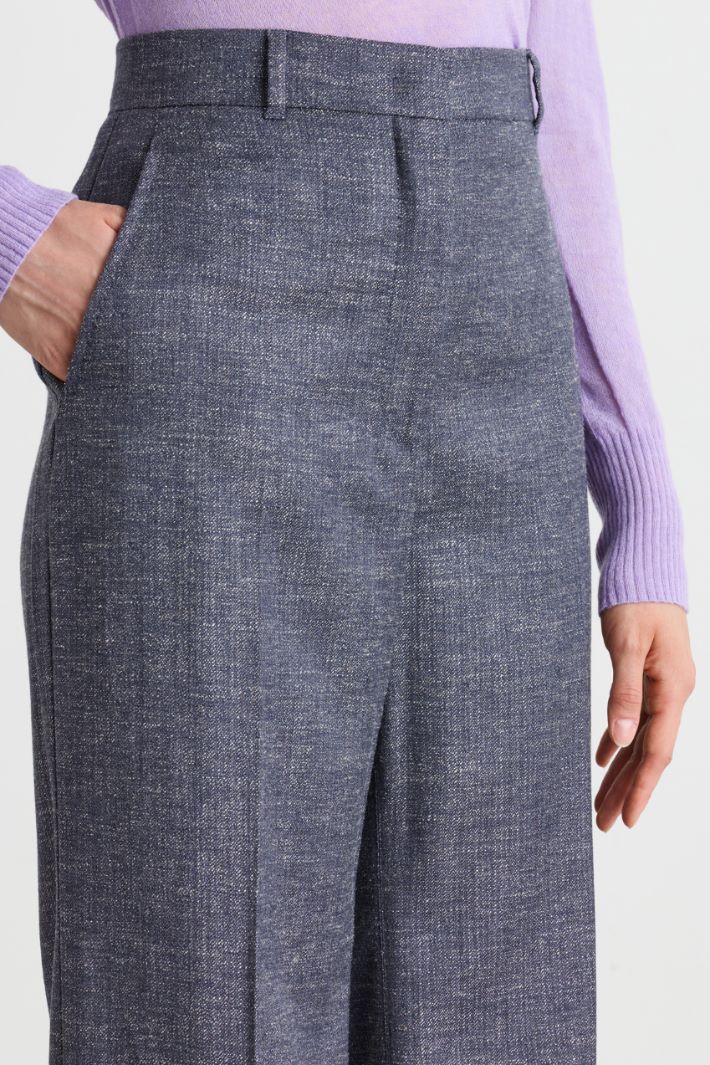 Straight-leg trousers with pressed crease - BLUE - Intrend - 3