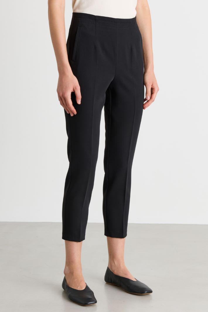 Slim-fit technical fabric trousers - BLACK - Intrend - 2