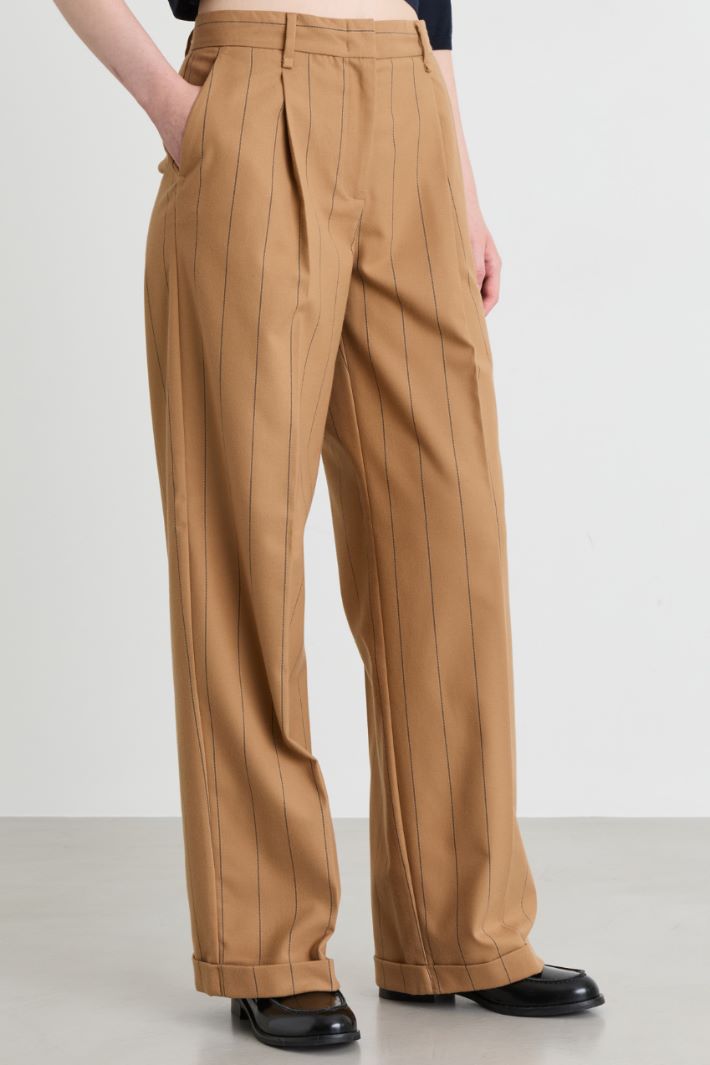 Pantalone ampio in flanella - CAMMELLO - Intrend - 2