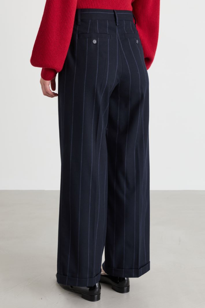 Pantalone ampio in flanella - BLU - Intrend - 4