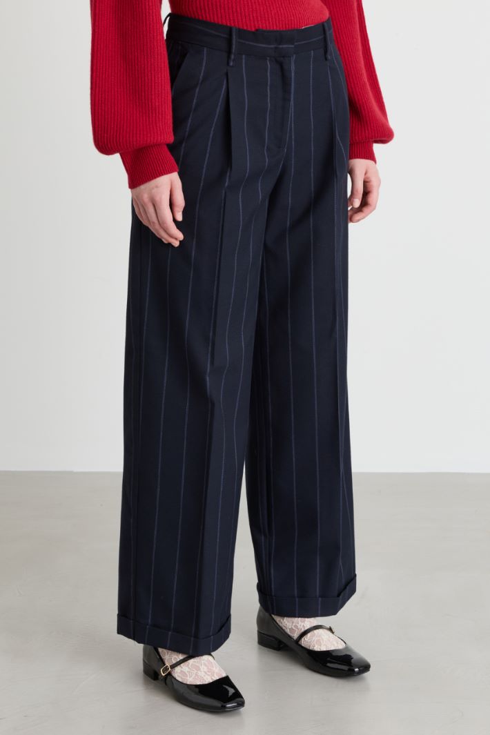 Pantalone ampio in flanella - BLU - Intrend - 2