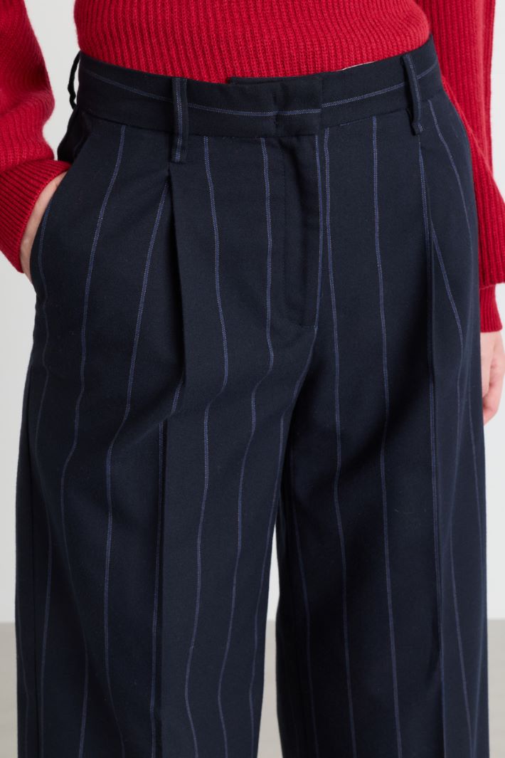 Pantalone ampio in flanella - BLU - Intrend - 3