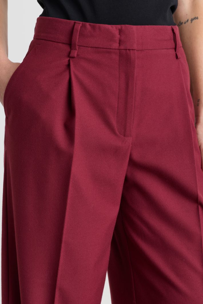 Pantalone ampio in flanella - BORDEAUX - Intrend - 3