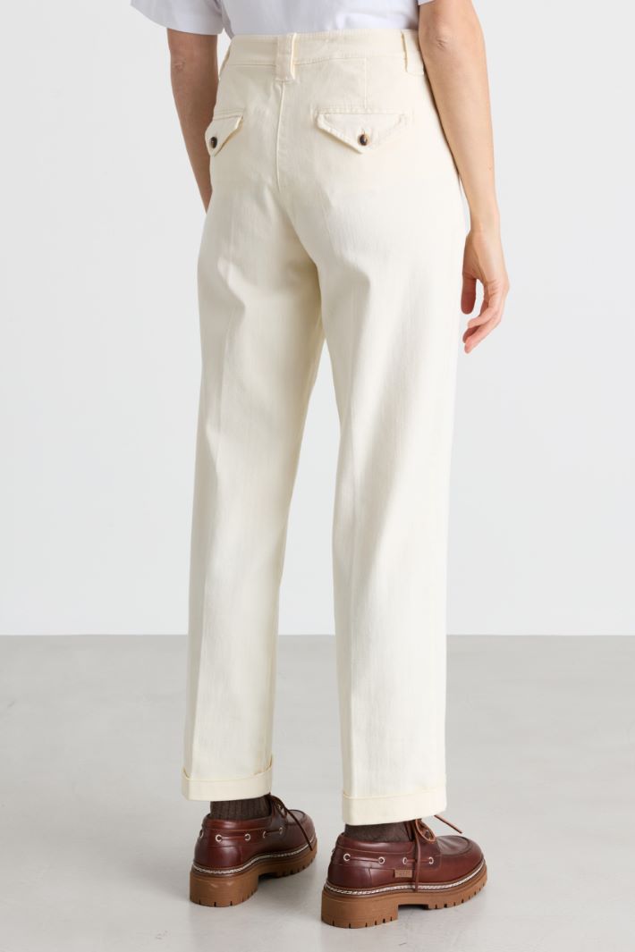 Turn-up drill trousers - WHITE - Intrend - 4