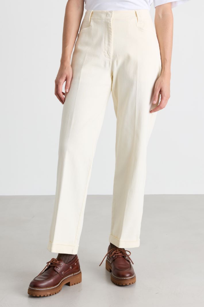 Turn-up drill trousers - WHITE - Intrend - 2