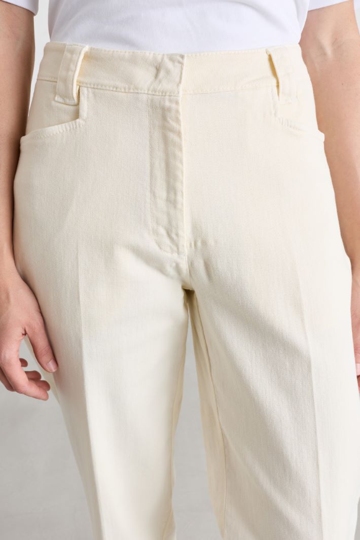 Turn-up drill trousers - WHITE - Intrend - 3
