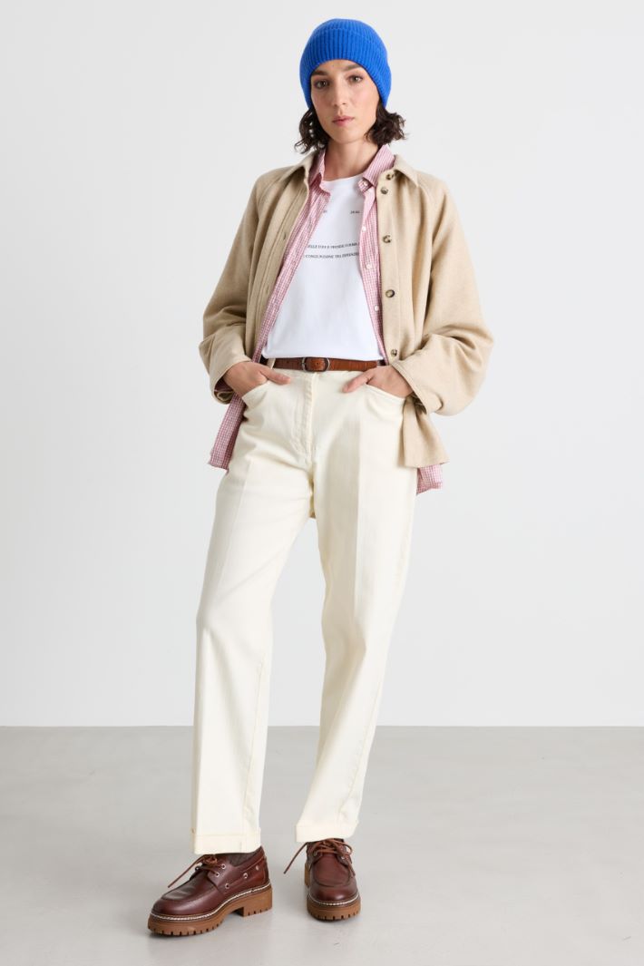 Turn-up drill trousers - WHITE - Intrend