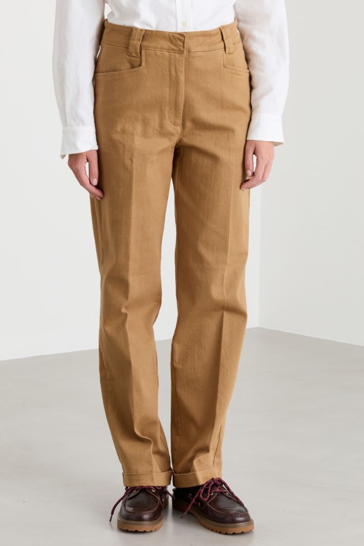 Turn-up drill trousers - CAMEL - Intrend - 2