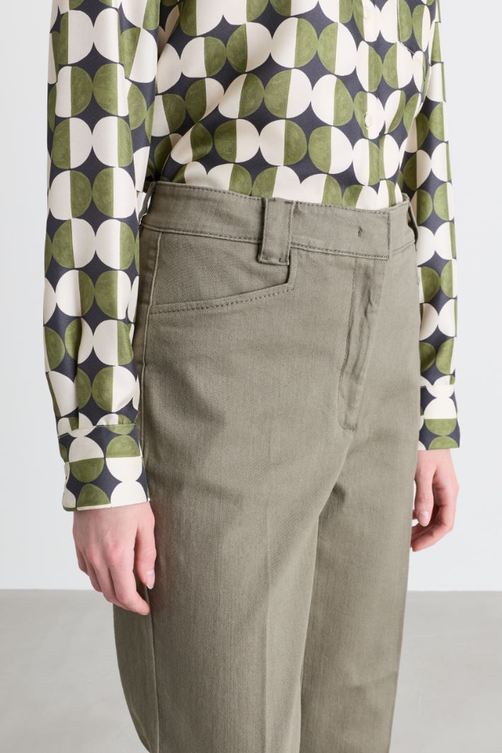 Turn-up drill trousers - GREEN - Intrend - 3