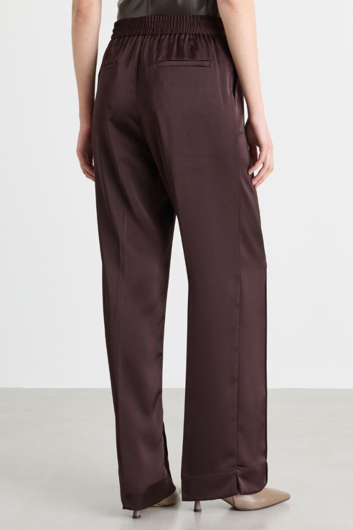 Fluid satin trousers - BROWN - Intrend - 4