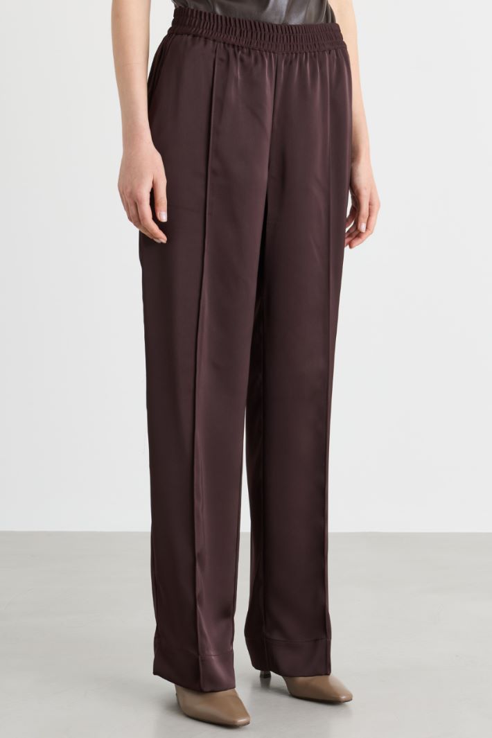 Fluid satin trousers - BROWN - Intrend - 2