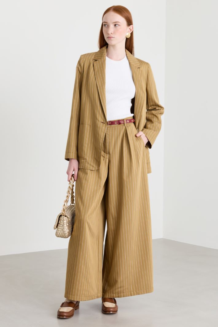 Wide-leg trousers in flowing twill - ORANGE - Intrend