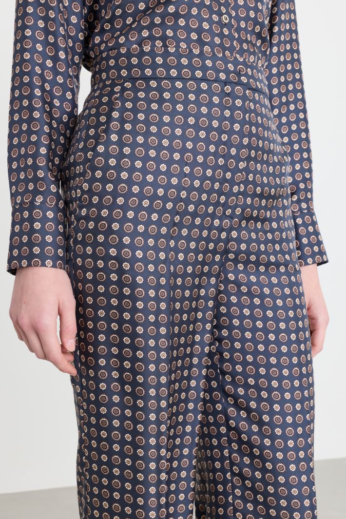 Printed twill trousers - BLUE - Intrend - 3