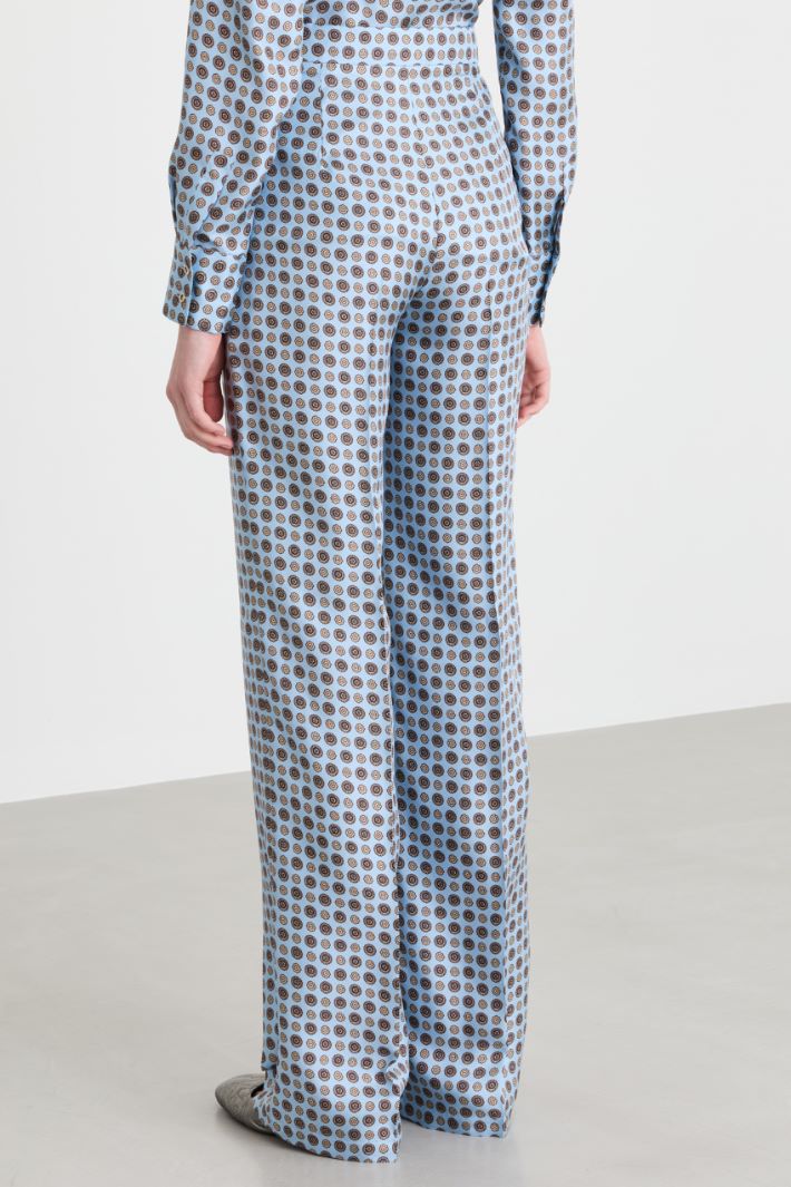 Printed twill trousers - LIGHT BLUE - Intrend - 4