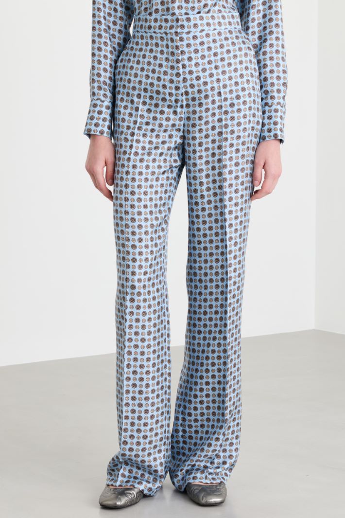 Printed twill trousers - LIGHT BLUE - Intrend - 2