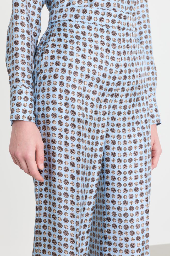 Printed twill trousers - LIGHT BLUE - Intrend - 3