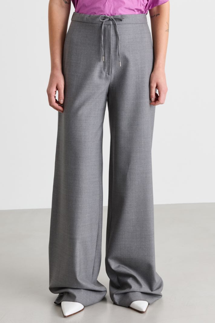 Drawstring serge trousers - GREY - Intrend - 2