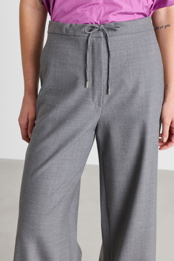Drawstring serge trousers - GREY - Intrend - 3