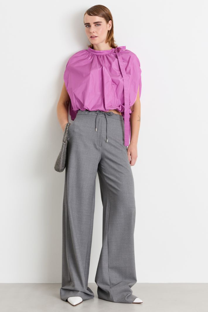 Drawstring serge trousers - GREY - Intrend