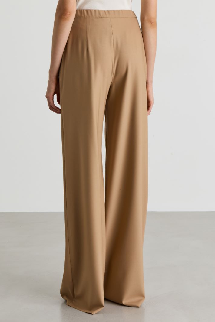 Drawstring serge trousers - CAMEL - Intrend - 4